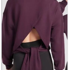 ATHLETA Maroon Back Cross Over Long Sleeve